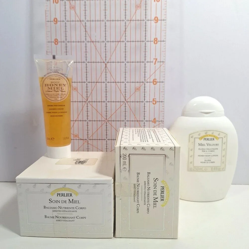 Perlier Honey Miel Nurturing Body Balm Lotion Bath Shower Cream 4 Lot - Picture 7 of 12